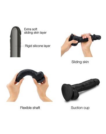 Strap-on-Me Sliding Skin Realistische Dildo - zwart - maat XL