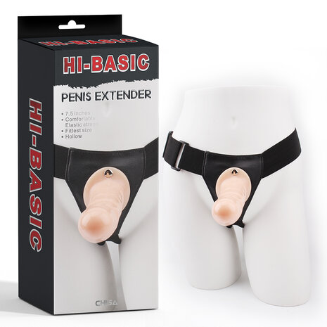 Penis Verlenger met Harnas - lichte huidskleur