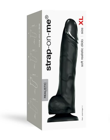 Strap-On-Me Soft Realistic Dildo met zuignap - zwart - maat XL