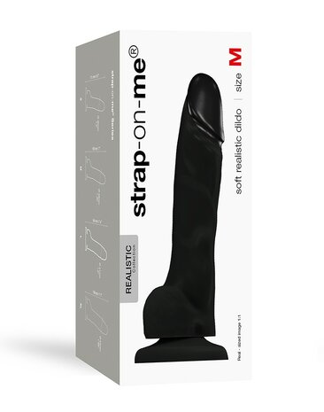 Strap-On-Me Soft Realistic Dildo met zuignap - zwart - maat M