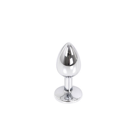 Buttplug aluminium met blauw sierkristal - small