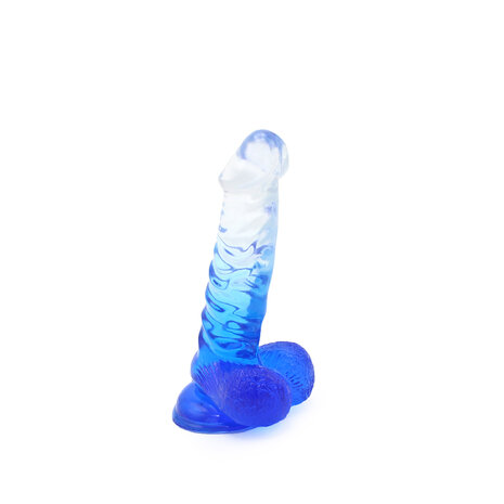 Kiotos Cox Color - Gekleurde Dildo 02 - 18,5 x 4 cm - Transparant/Blauw