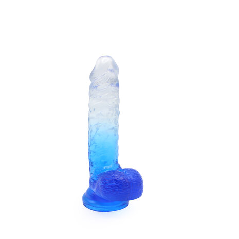 Kiotos Cox Color - Gekleurde Dildo 09 - 21,5 x 4,3 cm - Transparant/Blauw