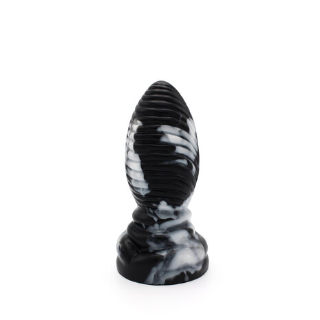 Kiotos Monstar Buttplug Beast 5 - 16.5 x 6.5 cm - tie dye zwart/wit