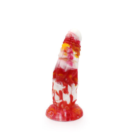 Kiotos Monstar Dildo Beast 4 - 21 x 6.5 cm - tie dye oranje/wit/rood