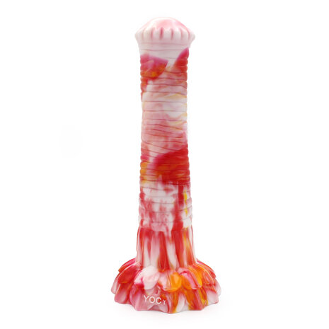 Kiotos Monstar Dildo Beast Paardenlul - 27 x 5.5 cm - tie dye oranje/wit/rood