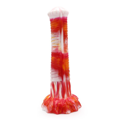 Kiotos Monstar Dildo Beast Paardenlul - 27 x 5.5 cm - tie dye oranje/wit/rood