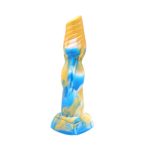 Kiotos Monstar - Dildo Beast 19 - 25 x 6 cm - Goud/Blauw/Wit