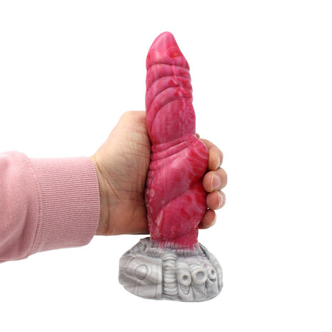 Kiotos Monstar - Dildo Beast 26 - 22,5 x 6 cm - Roze/Grijs/Wit