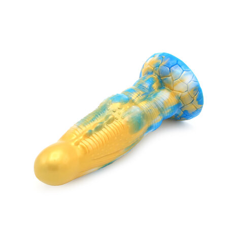 Kiotos Monstar Dildo Beast nr. 16 - 21 x 7 cm - goud/blauw/wit