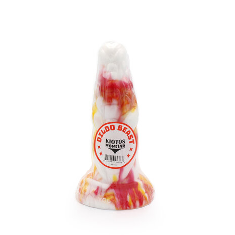 Kiotos Monstar Dildo Beast 8 - 20.5 x 6.5 cm - tie dye oranje/wit/rood