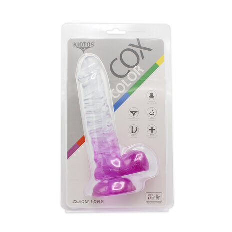 Kiotos Cox Color - Gekleurde Dildo 04 - 22,5 x 4 cm - Transparant/Paars