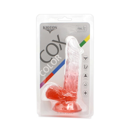 Kiotos Cox Color - Gekleurde Dildo 03 - 17,5 x 3,2 cm - Transparant/Rood