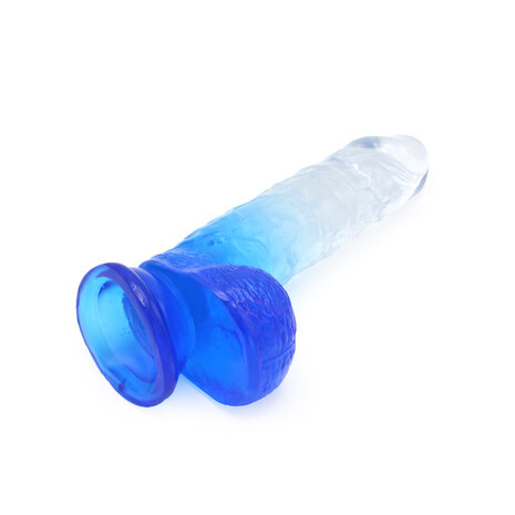 Kiotos Cox Color - Gekleurde Dildo 08 - 18,5 x 4 cm - Transparant/Blauw