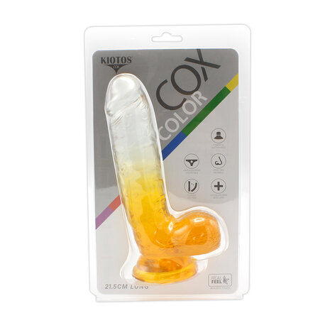 Kiotos Cox Color - Gekleurde Dildo 09 - 21,5 x 4,3 cm - Transparant/Geel