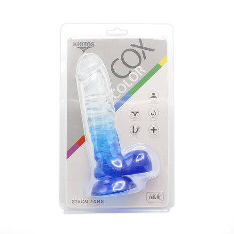 Kiotos Cox Color - Gekleurde Dildo 04 - 22,5 x 4 cm - Transparant/Blauw