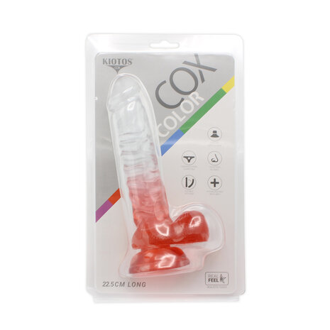 Kiotos Cox Color - Gekleurde Dildo 04 - 22,5 x 4 cm - Transparant/Rood