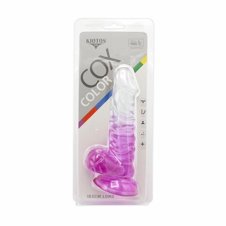 Kiotos Cox Color - Gekleurde Dildo 02 - 18,5 x 4 cm - Transparant/Paars