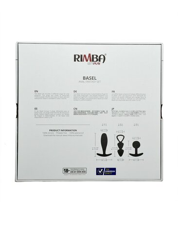 Rimba Buttplug Set van 3 BASEL - zwart - maat M