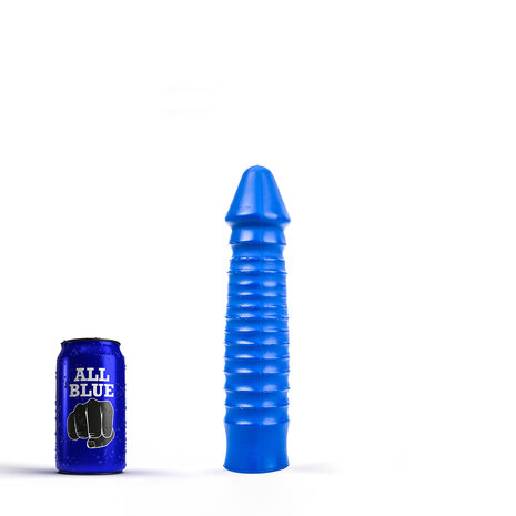 All Blue - Geribbelde Dildo - 26 x 5 cm - Blauw