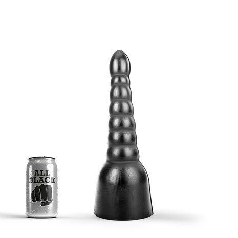 All Black Geribbelde Dildo 34 x 11 cm - zwart