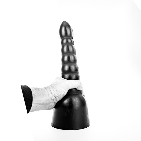 All Black Geribbelde Dildo 34 x 11 cm - zwart