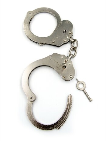 Mister B Cuff - Double Lock - Stalen Politiehandboeien Met Ketting - Zilver