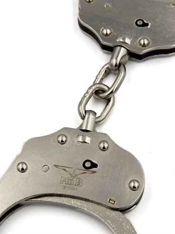 Mister B Cuff - Double Lock - Stalen Politiehandboeien Met Ketting - Zilver