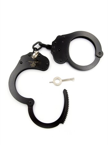 Mister B Cuff Double Lock Stalen Politiehandboeien met ketting - zwart