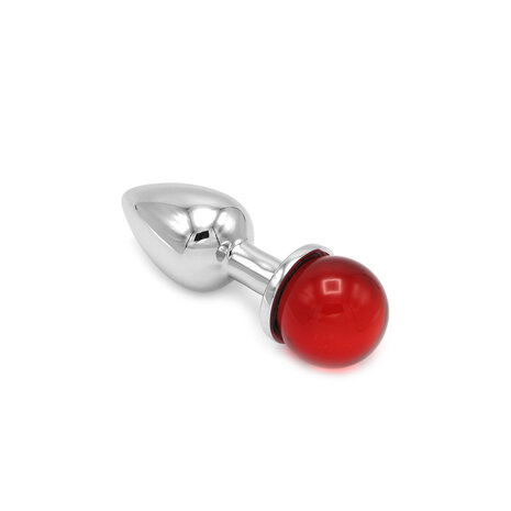 Kiotos - Aluminium Buttplug Met Glinsterende Ronde Siersteen - Rood