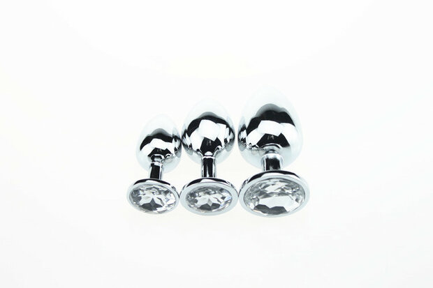 Kiotos - Buttplug aluminium met transparant kristal - large