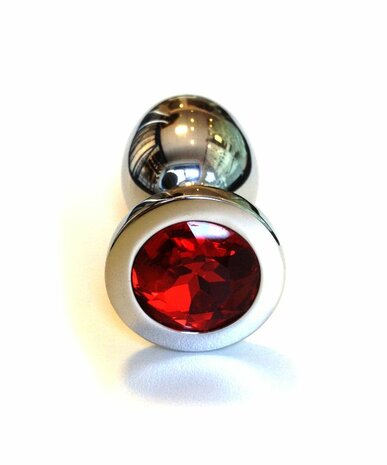 Kiotos - Buttplug RVS met rood kristal - large