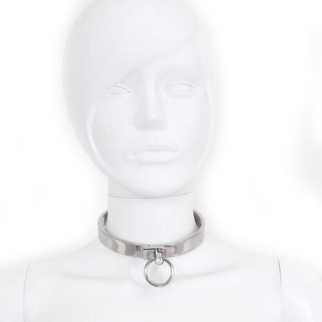 Kiotos - RVS Collar Solid Met Transparant Kristal voorzijde - Large - 13,5 cm