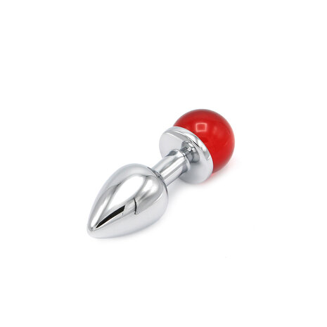 Kiotos - Aluminium Buttplug Met Glinsterende Ronde Siersteen - Rood