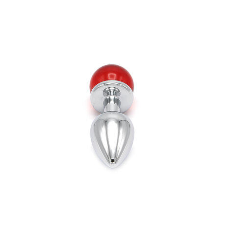 Kiotos - Aluminium Buttplug Met Glinsterende Ronde Siersteen - Rood