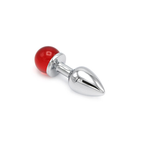 Kiotos - Aluminium Buttplug Met Glinsterende Ronde Siersteen - Rood