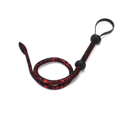 Victorian Garden Bullwhip - leren bull whip rood zwart - vegan vriendelijk - rood/zwart