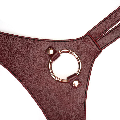 Wine Red Exclusief leren Strap-On Harnas