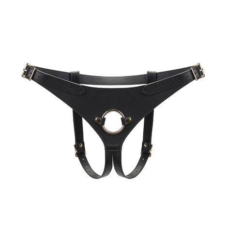 Dark Secret exclusief leren Strap-On Harnas - handgemaakt in Japan - zwart