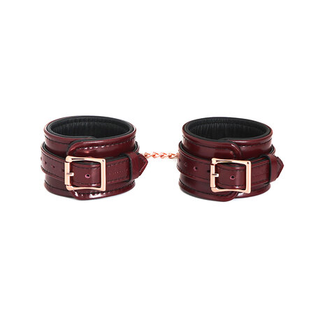 Liebe Seele - Wine Red leren enkelboeien met ros&eacute; gouden ketting | exclusief en luxe ontwerp - wijnrood