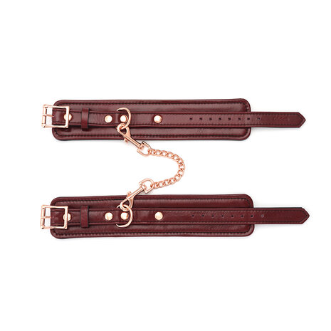 Liebe Seele - Wine Red leren enkelboeien met ros&eacute; gouden ketting | exclusief en luxe ontwerp - wijnrood