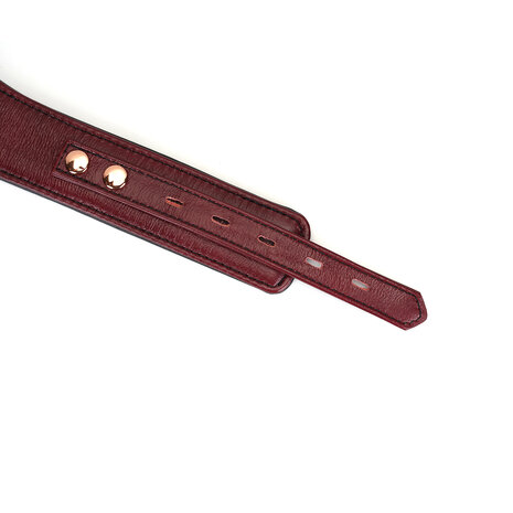 Liebe Seele - Wine Red Curved Collar Met leiband En hartvormig slot - Luxe ontwerp collar