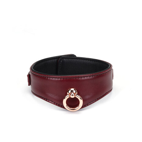 Liebe Seele - Wine Red Curved Collar Met leiband En hartvormig slot - Luxe ontwerp collar