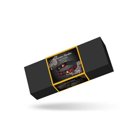 Liebe Seele - Victorian Garden Collar/Choker Smal - vegan vriendelijk - PU leer en kant - zwart/rood