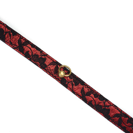 Liebe Seele - Victorian Garden Collar/Choker Smal - vegan vriendelijk - PU leer en kant - zwart/rood