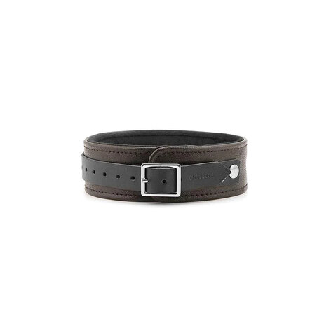 Wild Gent Bruine leren halsband met voering van imitatiebont en metalen riem | exclusief en luxe ontwerp