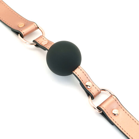 Liebe Seele - Rose Gold Memory - Exclusieve Siliconen Ball Gag met Lederen Band - rosé goud