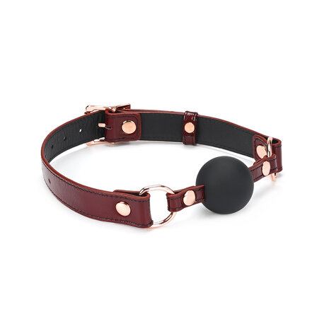 Wine Red Leren Ball gag met siliconen bal | exclusief en luxe ontwerp - wijnrood