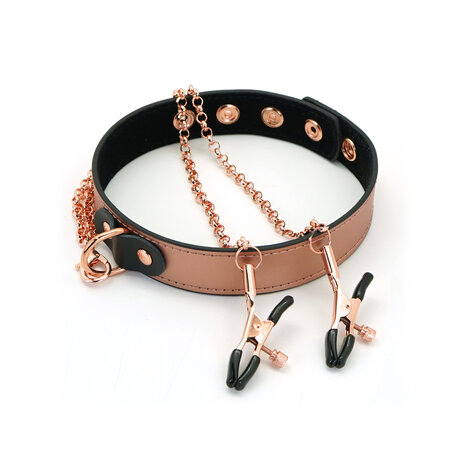 Rose Gold Memory Exclusieve smalle collar met tepelklemmen - rosé goud