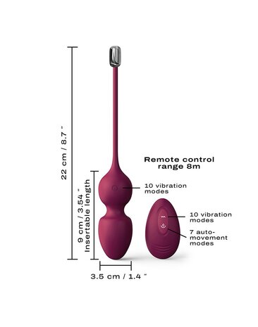 Dorcel Vibrerende Kegel Balls met afstandsbediening LOVE BALLS - plum